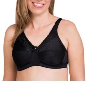 Trulife Barbara CoolMax Mastectomy Bra 44C Black Lace Pocket Wire Free #210 NEW